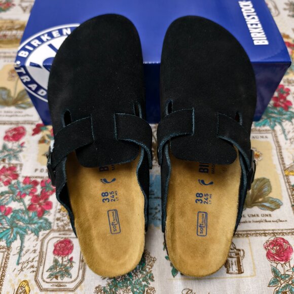👑POSH NWT Women's Black Suede Birkenstock Boston Shoes - Narrow Fit - Picture 2 of 5